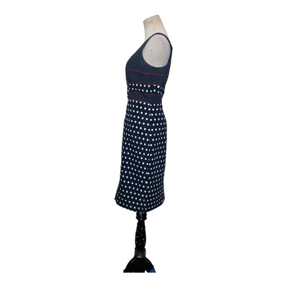 Bigio collection Blue sleeveless polka dot sheath blue lined dress size 10 - Picture 5 of 9